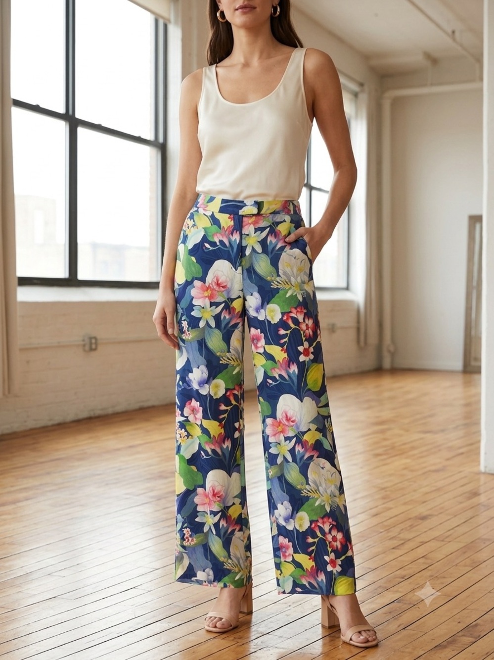 J.McLaughlin Broderick botanical floral print Relaxed Wide Leg pants size 6